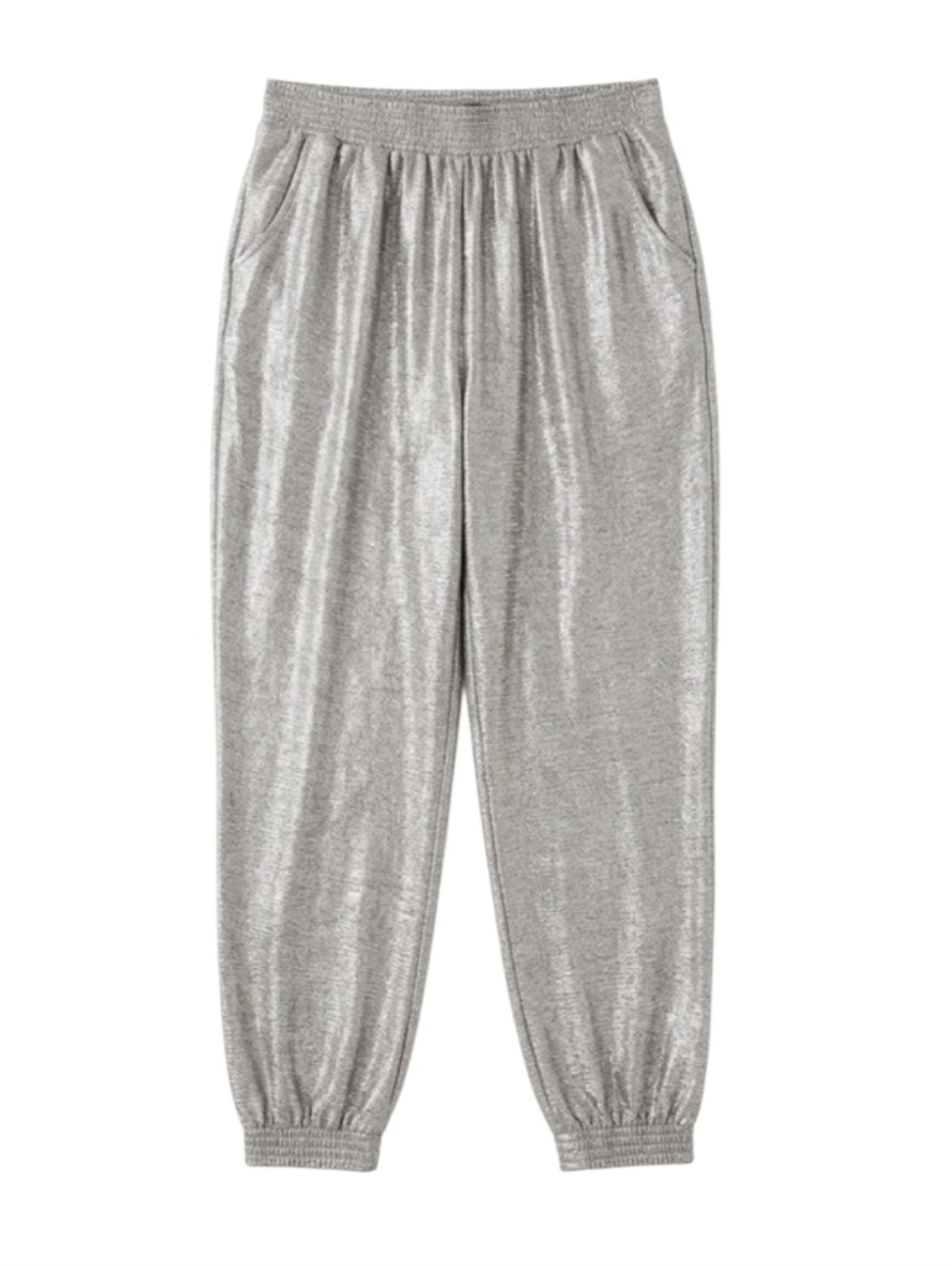 Anthropologie | Metallic Silver Jogger Pants Size XL